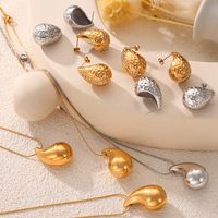 304 Stainless Steel 18K Gold Plated Elegant French Style Simple Style Plating Inlay Water Droplets Rhinestones Earrings Necklace main image 5