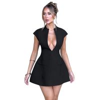 Women's Regular Dress Sexy V Neck Short Sleeve Solid Color Above Knee Holiday Daily main image 2