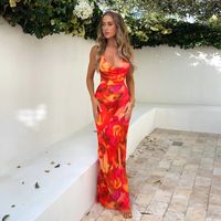 Femmes Robe Fourreau Sexy Dos Nu Sans Manches Bloc De Couleur Maxi Longue Robe Vacances Du Quotidien main image 6