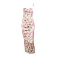 Femmes Robe Fourreau Sexy Col En V Impression Sans Manches Fleur Maxi Longue Robe Vacances Du Quotidien main image 2