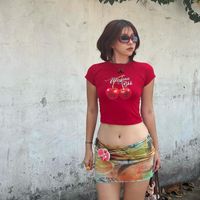Women's T-shirt Short Sleeve T-Shirts Printing Navel Exposed Y2K Fruit main image 3