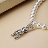 Wholesale Jewelry Elegant Cute Rabbit Artificial Pearl Copper Zircon Beaded Chain Inlay Pendant Necklace main image 7