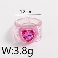 IG Style Y2K Cute Heart Shape Resin Enamel Inlay Artificial Rhinestones Women's Wide Band Rings main image 2