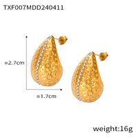 304 Stainless Steel 18K Gold Plated Elegant French Style Simple Style Plating Inlay Water Droplets Rhinestones Earrings Necklace sku image 4