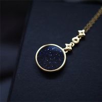 Copper 14K Gold Plated Casual Modern Style Classic Style Inlay Star Moon Natural Stone Zircon Pendant Necklace main image 1