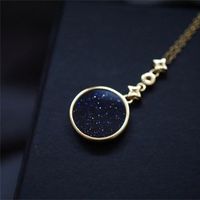 Copper 14K Gold Plated Casual Modern Style Classic Style Inlay Star Moon Natural Stone Zircon Pendant Necklace main image 5