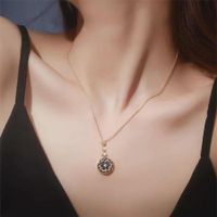 Copper 14K Gold Plated Casual Modern Style Classic Style Inlay Star Moon Natural Stone Zircon Pendant Necklace main image 3