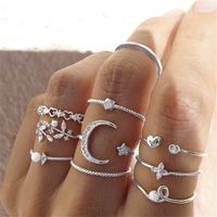 Fashion Diamond Love Pearl Leaf 10-teiliger Ring Kreativer Retro-weiblicher Ring sku image 43