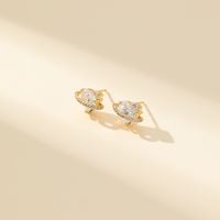 1 Pair Simple Style Classic Style Heart Shape Inlay Copper Zircon Ear Studs main image 5