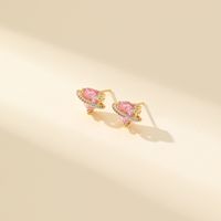 1 Pair Simple Style Classic Style Heart Shape Inlay Copper Zircon Ear Studs main image 7
