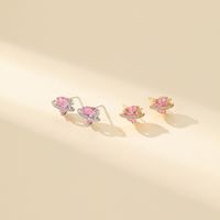 1 Pair Simple Style Classic Style Heart Shape Inlay Copper Zircon Ear Studs main image 1