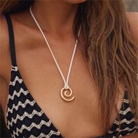 Wholesale Jewelry Simple Style Spiral Pu Leather Copper 14K Gold Plated Pendant Necklace main image 3