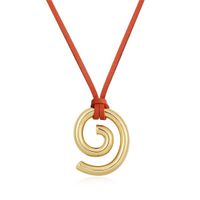 Wholesale Jewelry Simple Style Spiral Pu Leather Copper 14K Gold Plated Pendant Necklace sku image 2