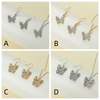 Elegante Brillante Mariposa Aleación Acero Embutido Diamantes De Imitación Mujeres Conjunto De Joyas main image 1