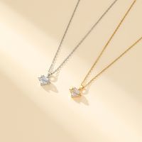 304 Stainless Steel Copper Simple Style Classic Style Inlay Star Heart Shape Zircon Pendant Necklace main image 4