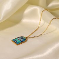 304 Stainless Steel 14K Gold Plated Vintage Style Classic Style Enamel Eye Pendant Necklace main image 4