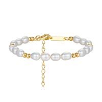 Freshwater Pearl Sterling Silver 14K Gold Plated Elegant Simple Style Beaded Plating Geometric Bracelets main image 5