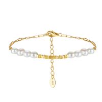 Freshwater Pearl Sterling Silver 14K Gold Plated Elegant Simple Style Beaded Plating Geometric Bracelets main image 7