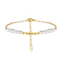 Freshwater Pearl Sterling Silver 14K Gold Plated Elegant Simple Style Beaded Plating Geometric Bracelets sku image 3