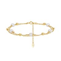 Freshwater Pearl Sterling Silver 14K Gold Plated Elegant Simple Style Beaded Plating Geometric Bracelets main image 4
