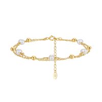 Freshwater Pearl Sterling Silver 14K Gold Plated Elegant Simple Style Beaded Plating Geometric Bracelets sku image 4