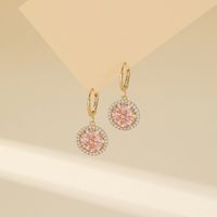 1 Pair Simple Style Classic Style Solid Color Plating Inlay Copper Zircon Drop Earrings main image 3