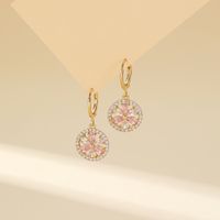 1 Pair Simple Style Classic Style Solid Color Plating Inlay Copper Zircon Drop Earrings main image 2