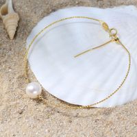 Freshwater Pearl Sterling Silver 14K Gold Plated Elegant Lady Plating Geometric Freshwater Pearl Bracelets main image 1