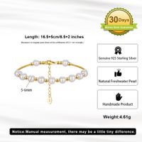 Freshwater Pearl Sterling Silver 14K Gold Plated Elegant Simple Style Beaded Plating Geometric Bracelets main image 2