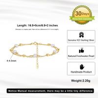 Freshwater Pearl Sterling Silver 14K Gold Plated Elegant Simple Style Beaded Plating Geometric Bracelets main image 3