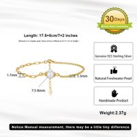 Freshwater Pearl Sterling Silver 14K Gold Plated Elegant Simple Style Geometric Bracelets main image 2