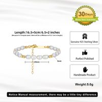 Freshwater Pearl Sterling Silver 14K Gold Plated Elegant Simple Style Beaded Geometric Bracelets main image 2