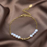 Elegant Simple Style Classic Style Geometric Freshwater Pearl Sterling Silver Bracelets In Bulk main image 1