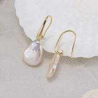 1 Pair Baroque Style Sweet Simple Style Geometric Plating Inlay Freshwater Pearl Sterling Silver Freshwater Pearl Drop Earrings main image 1