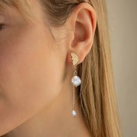 1 Pair Baroque Style Sweet Simple Style Geometric Plating Freshwater Pearl Sterling Silver Drop Earrings main image 3