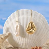 1 Pair Baroque Style Sweet Simple Style Irregular Asymmetrical Plating Freshwater Pearl Sterling Silver Drop Earrings main image 5