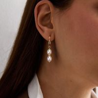 1 Pair Baroque Style Sweet Simple Style Geometric Asymmetrical Plating Freshwater Pearl Sterling Silver Drop Earrings main image 5