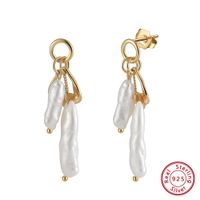 1 Pair Baroque Style Sweet Simple Style Geometric Plating Freshwater Pearl Sterling Silver Drop Earrings main image 5