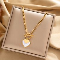 Acero Inoxidable 304 Chapados en oro de 18k Estilo Moderno Estilo Simple Ronda Estrella Forma De Corazón Collar Colgante sku image 4