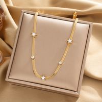304 Stainless Steel 18K Gold Plated Modern Style Simple Style Round Star Heart Shape Pendant Necklace main image 4