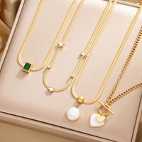 304 Stainless Steel 18K Gold Plated Modern Style Simple Style Round Star Heart Shape Pendant Necklace main image 8