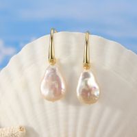 1 Pair Baroque Style Sweet Simple Style Geometric Plating Inlay Freshwater Pearl Sterling Silver Freshwater Pearl Drop Earrings main image 3