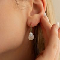 1 Pair Baroque Style Sweet Simple Style Geometric Plating Inlay Freshwater Pearl Sterling Silver Freshwater Pearl Drop Earrings main image 4