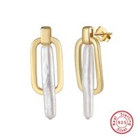 1 Pair Baroque Style Sweet Simple Style Geometric Plating Freshwater Pearl Sterling Silver Drop Earrings main image 5