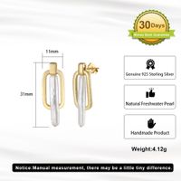 1 Pair Baroque Style Sweet Simple Style Geometric Plating Freshwater Pearl Sterling Silver Drop Earrings main image 2