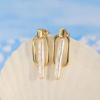 1 Pair Baroque Style Sweet Simple Style Geometric Plating Freshwater Pearl Sterling Silver Drop Earrings main image 4