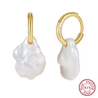 1 Pair Baroque Style Sweet Simple Style Geometric Plating Freshwater Pearl Sterling Silver Drop Earrings sku image 1