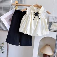 Casual Solid Color Cotton Spandex Girls Clothing Sets sku image 1