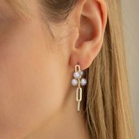 1 Pair Baroque Style Sweet Simple Style Geometric Plating Inlay Freshwater Pearl Sterling Silver Freshwater Pearl Drop Earrings main image 4