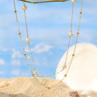 Süßwasserperle Sterling Silber 14 Karat Vergoldet Elegant Barocker Stil Einfacher Stil Perlen Geometrisch Runden Halskette Mit Anhänger main image 3